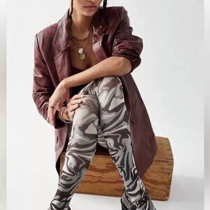 NWT Women's Free People Tights - Time Warp Pattern - Black/Grey/White - One Size